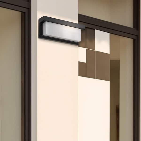 Briignite 30-Watt Black Rectangle Integrated LED Indoor/Outdoor Wall Sconce Light Fixture, 3000K Soft White
