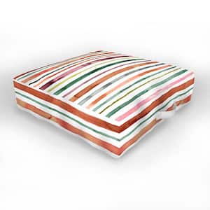 26 in. x 26 in. Ninola Design Moroccan Tropic Stripes Green Outdoor Floor Cushion
