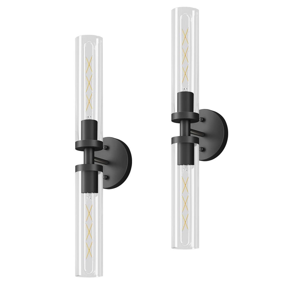 2-Light Black Modern Wall Sconce Up and Down Wall Mount Light with Clear Glass Shade (2-Pack) price history on PriceWatchPro