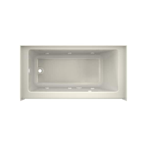 JACUZZI PROJECTA 60 in. x 30 in. Acrylic Left Drain Rectangular Low-Profile AFR Alcove Whirlpool Bathtub in Oyster