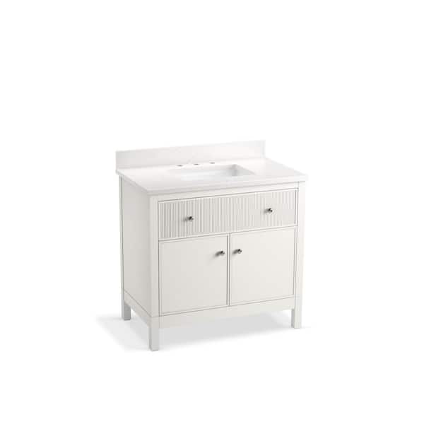 KOHLER Malin By Studio McGee 36 in. Bathroom Vanity Cabinet in White With Sink And Quartz Top