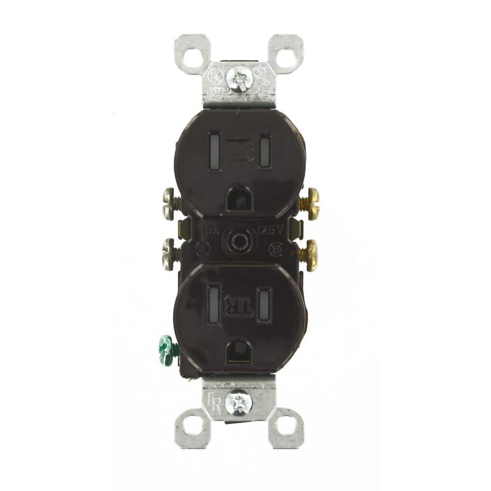 Brown Tamper-Resistant Duplex Outlet with Wall Plate
