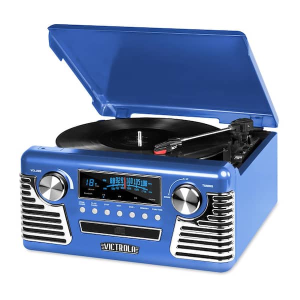 Victrola Retro Record Player with Bluetooth and 3-Speed Turntable in Blue