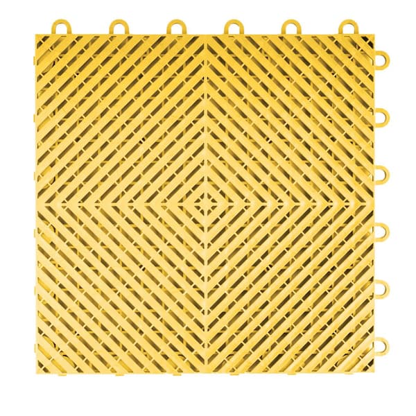 Swisstrax Ribtrax Smooth Home 12 in. W x 12 in. L Citrus Yellow Polypropylene Tile Flooring (10-Pack)