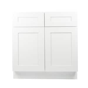 Ready to Assemble 33x34.5x24 in. Shaker Base Cabinet with 2-Door and 2-Drawer in White