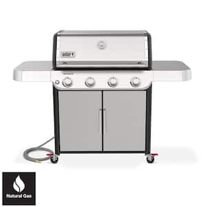 Genesis S-415 4-Burner Natural Gas Grill in Stainless Steel with Grill Cover