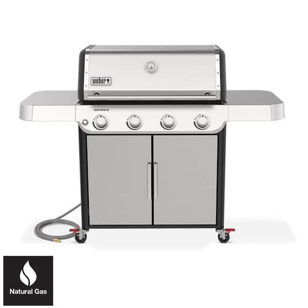Weber Genesis S-415 4-Burner Natural Gas Grill in Stainless Steel with Grill Cover