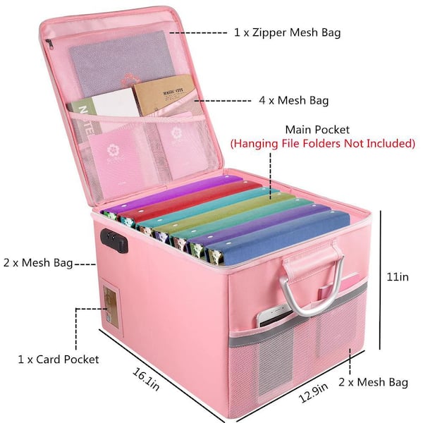 Angel Sar Pink Plastic 12.9 in. W Vertical Portable File Cabinet