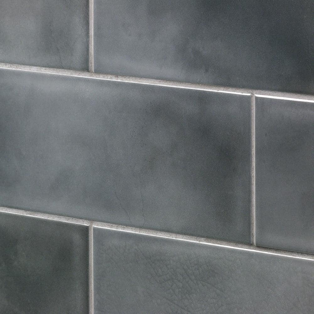 Gray Glossy Ceramic Subway Wall Tile 4" x 12"