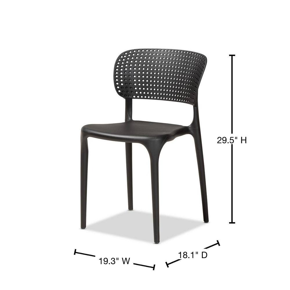 Rae Black Plastic Stackable Dining Chair Set