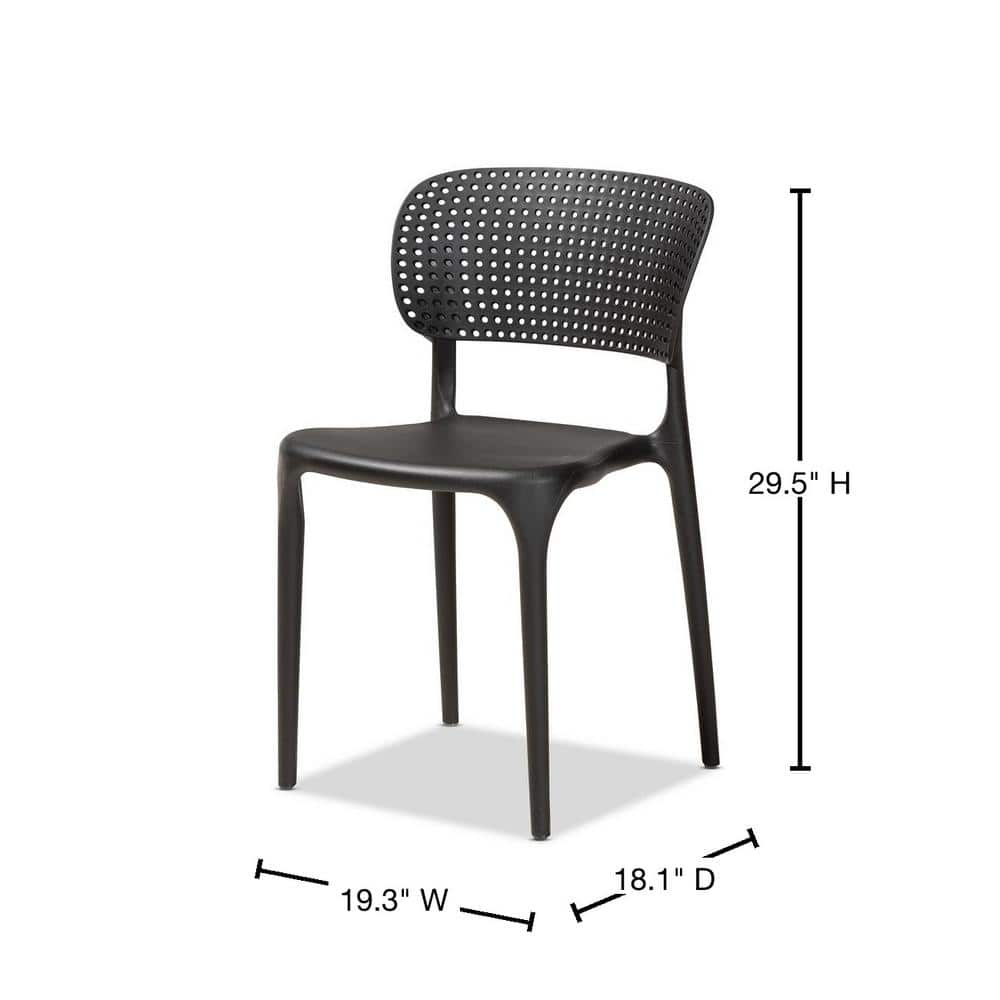 Rae Black Plastic Stackable Dining Chair Set