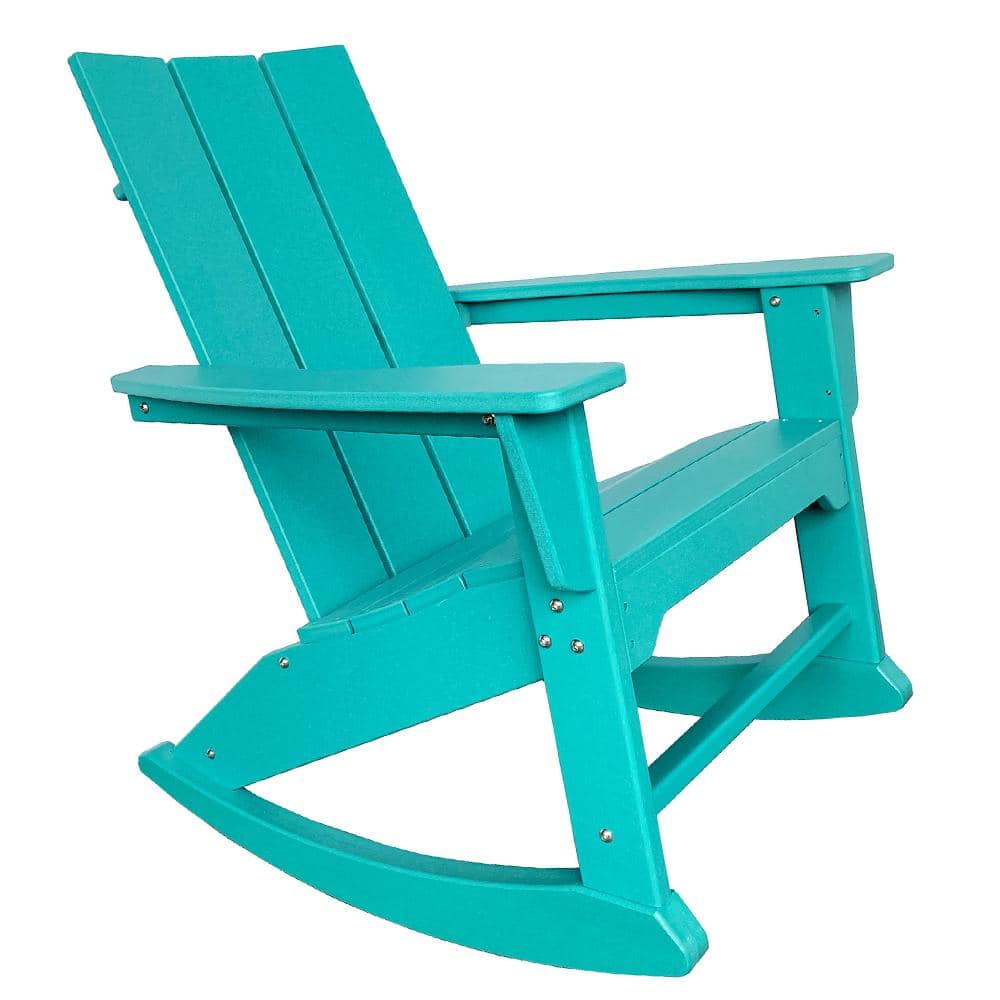 Resin TEAK Modern Blue Rocking HDPE Recyclable Plastic Adirondack Chair   Plastic Adirondack Chairs Rtrck Adimd Blu 64 1000 