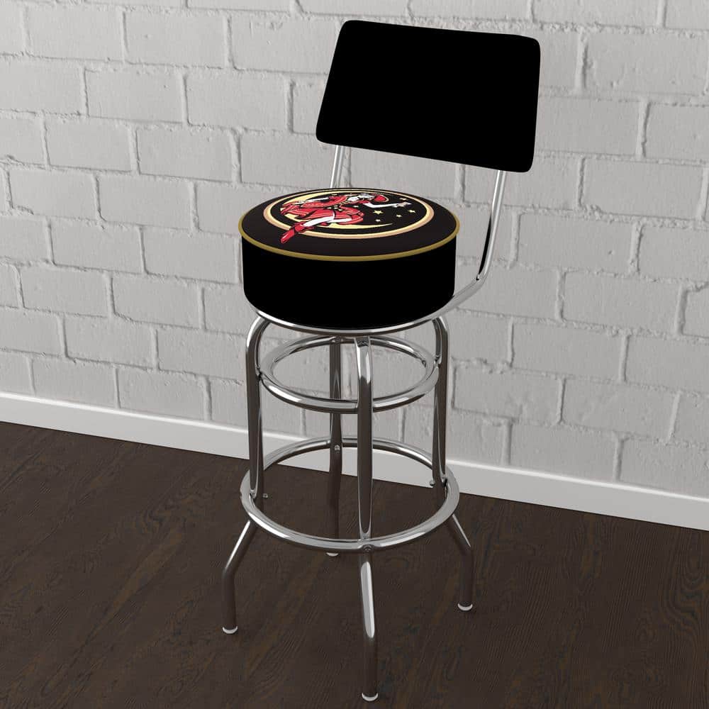 Miller High Life Girl in the Moon 31 in. Yellow Low Back Metal Bar Stool wi