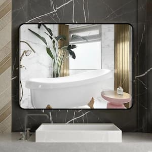 32 in. W x 24 in. H Rectangular Framed Wall Bathroom Vanity Mirror in Black