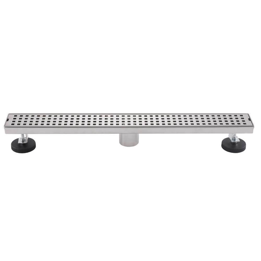 36 in. Linear Floor Shower Drain with Adjustable Feet Modern Rectangular Stainless Steel Bathroom Drain Brushed Nickel price history on PriceWatchPro