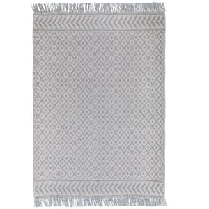 Millow Silver 6 ft. x 9 ft. Rectangle Solid Pattern Wool Polyester Cotton Runner Rug