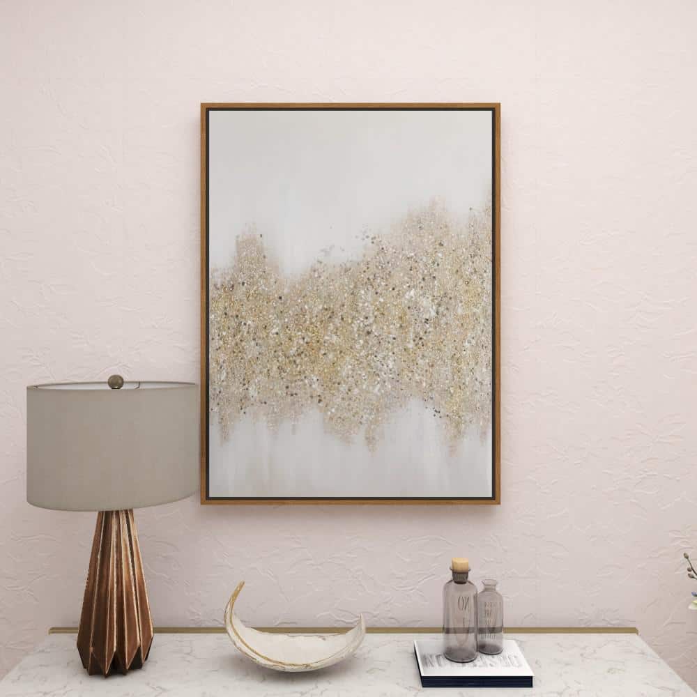 Gold Glitter Abstract Geode Canvas Wall Art with Frame