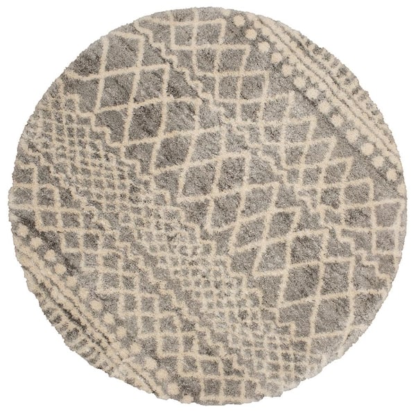 StyleWell Caspian 8 ft. Gray Round Moroccan Area Rug