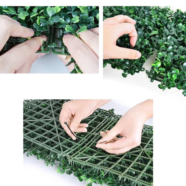 ZXMOTO 10x10 Artificial Boxwood Hedge Panels (24-Pack) - Realistic Privacy Screen For Indoor/Outdoor Use