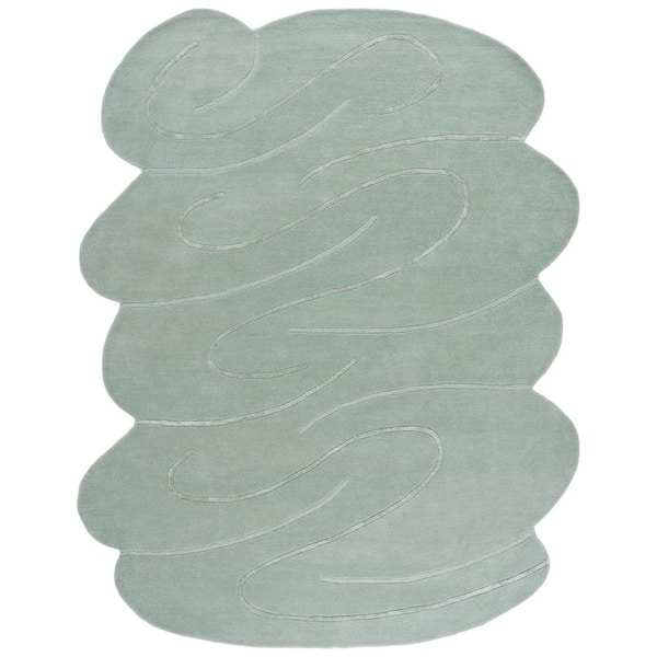 Novelty 8 ft. x 10 ft. Green Solid Swirls Specialty Area Rug