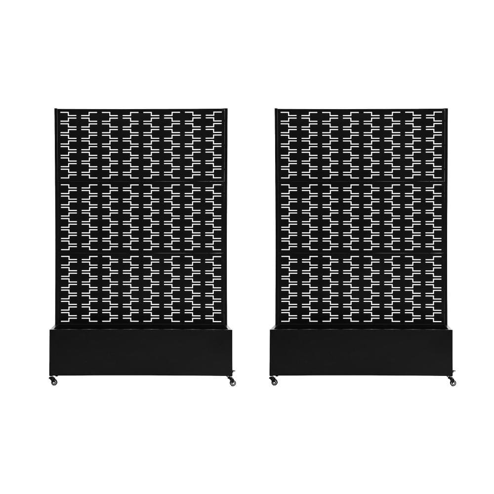 70.8 in. H × 47.2 in. W Black Privacy Metal Garden Fence Screen Panels with Planter Box and Lockable Wheels（2-Pack） price history on PriceWatchPro