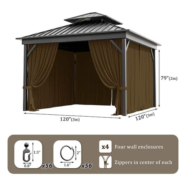 Kimunuk 10 ft. x 10 ft. Universal Outdoor Privacy Curtains, Gazebo