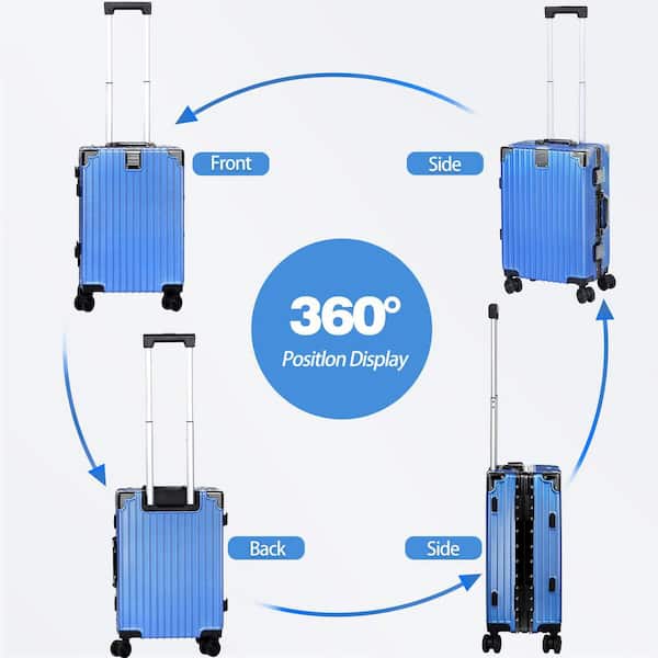 HIKOLAYAE 2 Piece Blue Bag ABS + Aluminum Frame Hardside Spinner