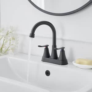 4 in. Centerset 2-Handle High-Arc Bathroom Faucet in Matte Black