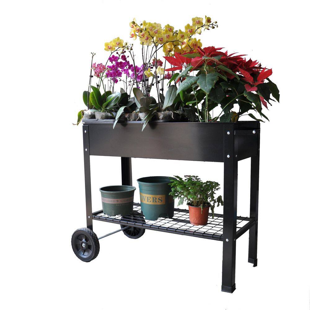 42.5 in. x 20 in. x 32 in. Mobile Metal Raised Garden Bed Cart with Legs, E