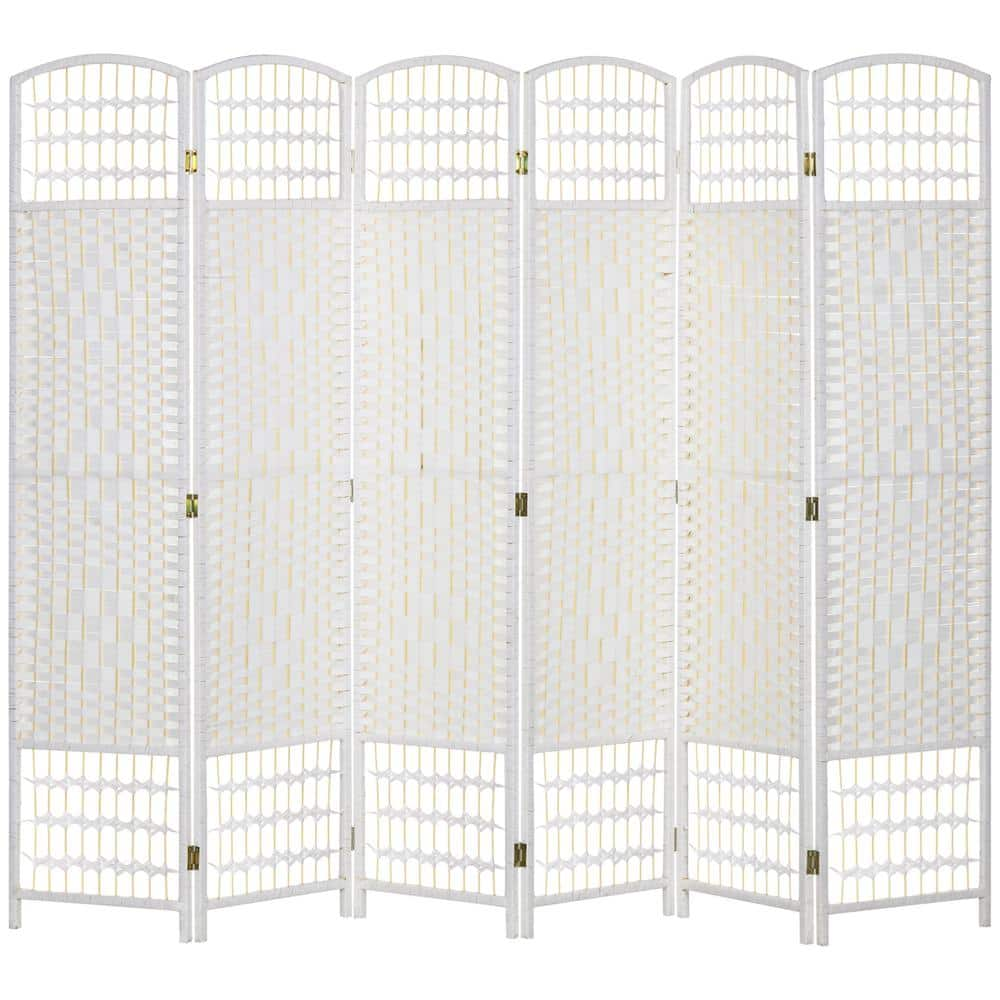 6-Panel Room Divider, 5.6 ft. Tall Folding Privacy Screen, Wave Fiber Freestanding Partition Wall Divider, White -  HOMCOM, 830-701V02WT