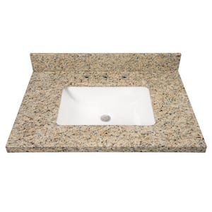 31 in. W x 22 in D Granite White Rectangular Single Sink Vanity Top in Beige