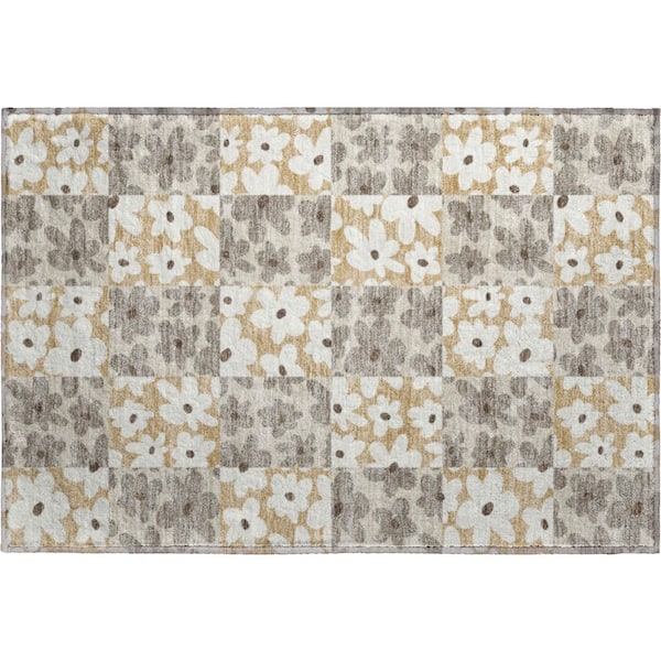 Mayfield Premium Machine Washable Abstract AMF2476 Beige 2 ft. x 3 ft. Accent Rug