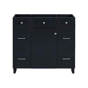 35.4 in. W x 16.65 in. D x 33.3 in. H Bath Vanity Cabinet without Top in Black with with 3 Drawers and Storage Cabinet