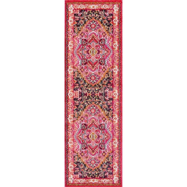 nuLOOM Mackenzie Persian Medallion Violet Pink 3 ft. x 12 ft. Runner Rug