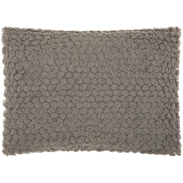 Nourison Mina Victory Lifestyles Light Gray Woven 20 in. x 14 in. Rectangle Throw Pillow