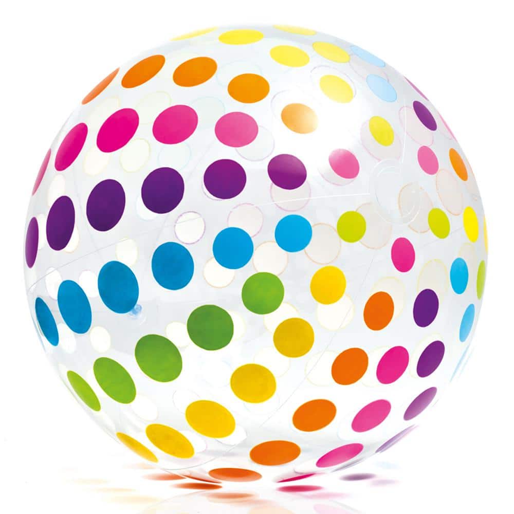 INTEX Multicolor PVX Jumbo Inflatable Glossy Big Polka-Dot Colorful Giant Beach Ball (32-Pack) -  32 x 59065EP