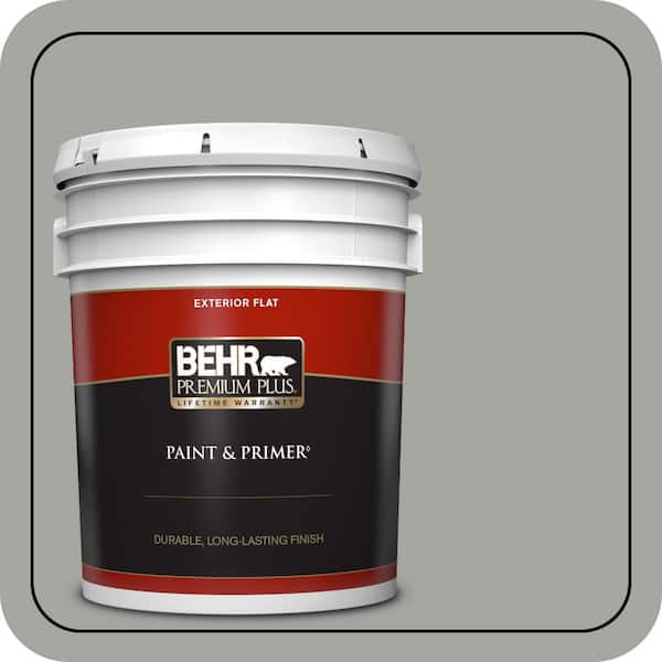 BEHR PREMIUM PLUS 5 gal. #PPU24-18 Great Graphite Flat Exterior Paint & Primer