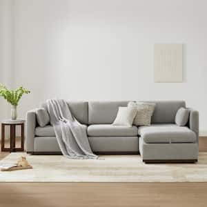 Galatea 112 in. Square Arm Fabric Rectangle Modern Modular Sofa with Wood Frame in. Dove Gray