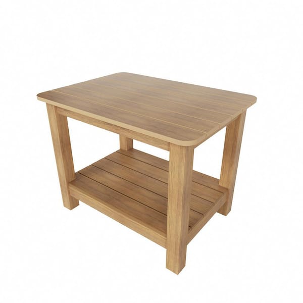 Vineyard Teak Rectangular Plastic Outdoor Double Layer Adirondack Patio Side Table