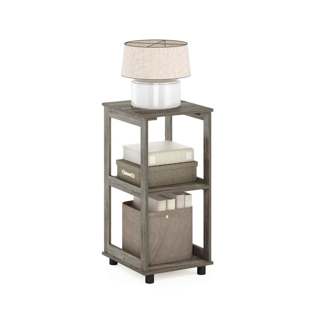 Modern French Oak Wood 2-Tier Rectangular End Table