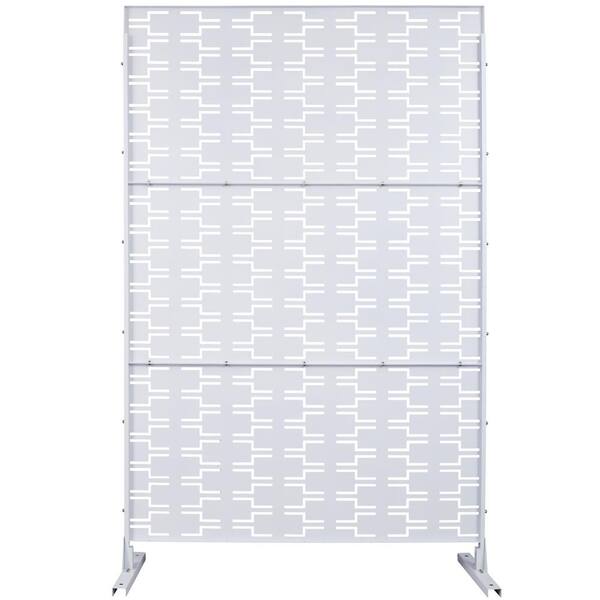 Tidoin 6.3 ft. x 4 ft. Black Steel Freestanding Flat Flat Top Decorative Privacy Screen Metal Fence Panel