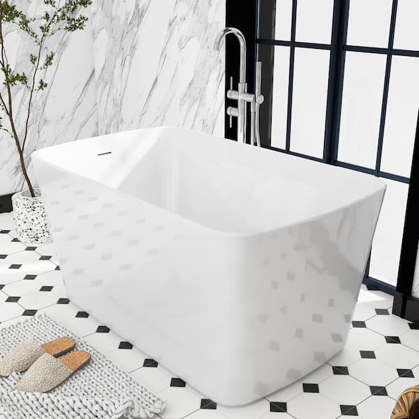 49 in. x 28 in. Soaking Bathtub with Reversible Drain in Gloss White