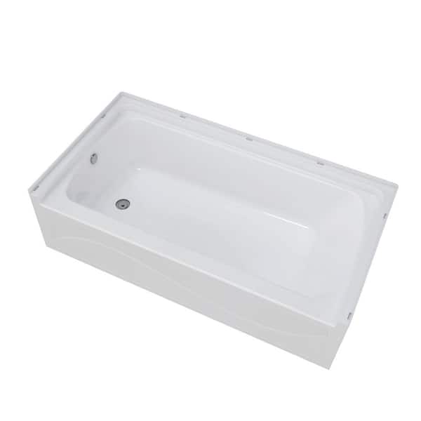 60 in. x 32 in. Soaking Alcove Bathtub with Left Drain in White