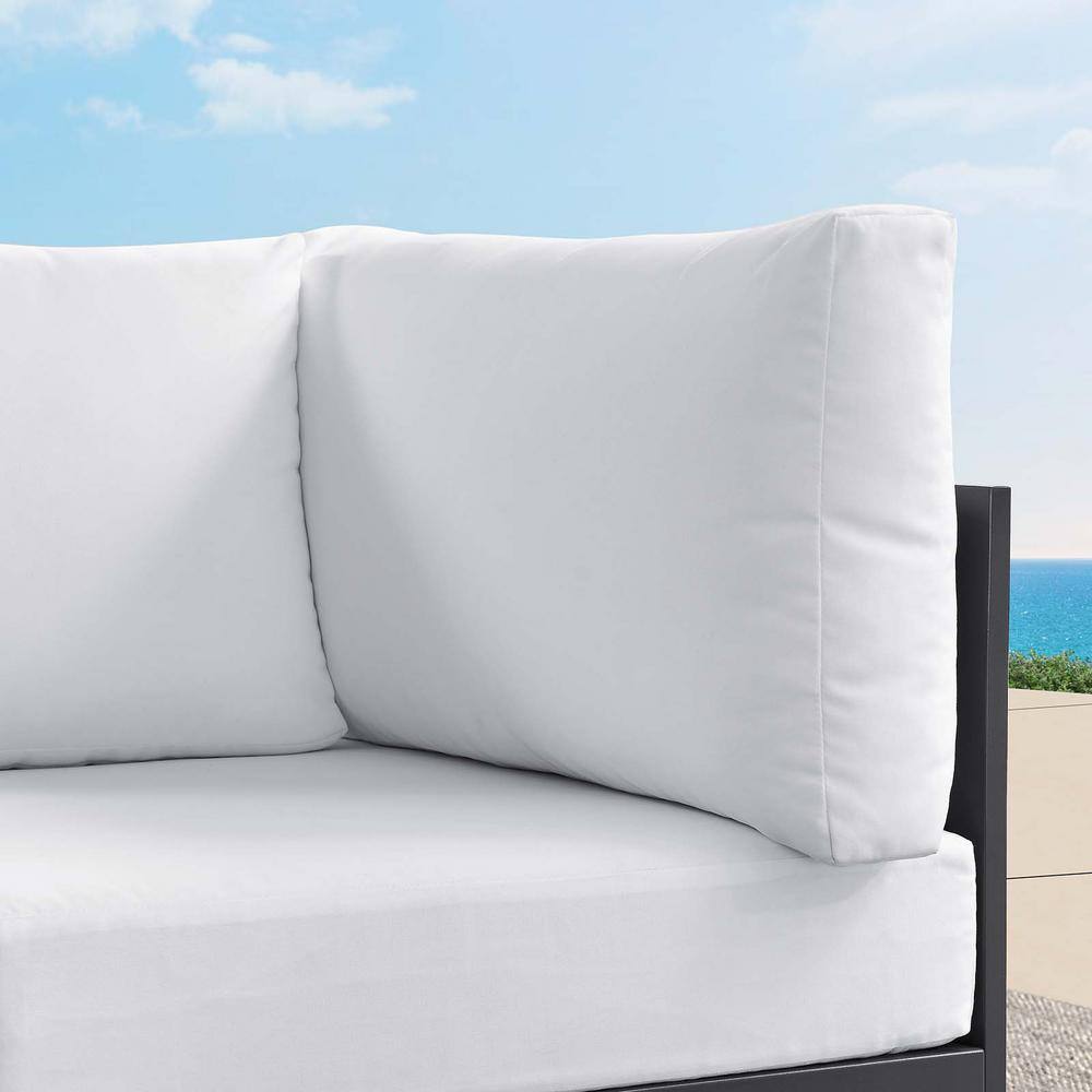 Tahoe Gray and White Aluminum Outdoor Corner Chair