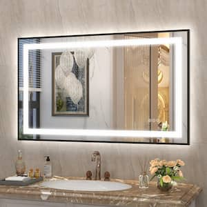 40 in. W. x 24 in. H Rectangular Framed Front and Back LED Lighted Anti-Fog Wall Bathroom Vanity Mirror Tempered Glass