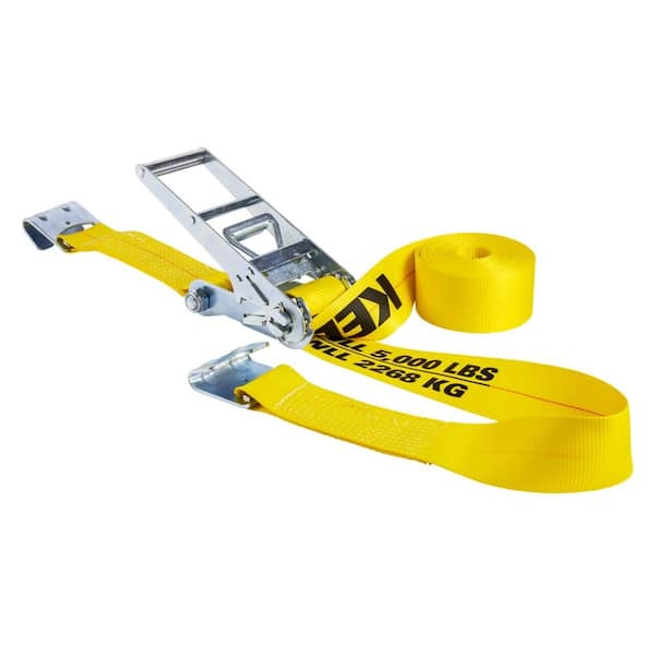 Flat Hook Ratchet Tie-Down Strap 27 ft. x 3 in. 5,000 lbs.