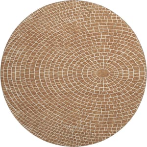 Mayfield Premium Machine Washable Abstract AMF2455 Rust 8 ft. x 8 ft. Round Rug