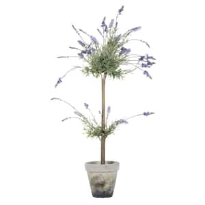 44 in. Artificial Lavender Floral Arrangements in Cement Pot