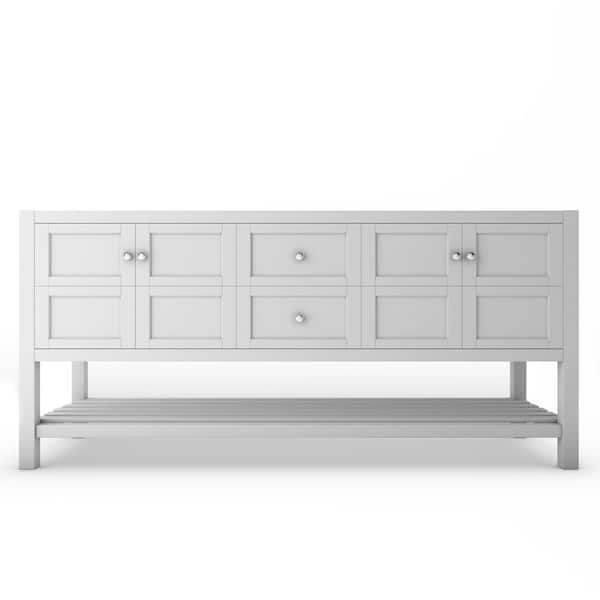 castellousa Alicia 71.25 in. W x 21.75 in. D x 32.75 in. H Bath Vanity Cabinet without Top in Matte White with Chrome Knobs