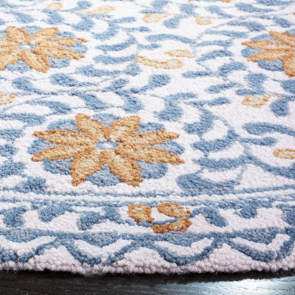Reyna Ivory Floral Hand-Hooked Wool Area Rug, 10' x 14'